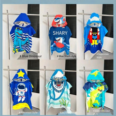 Cartoon Printed Hooded Bathrobe Wearable Wrap Towel