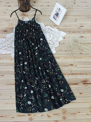  Leaf Print Ruched Cami Dress