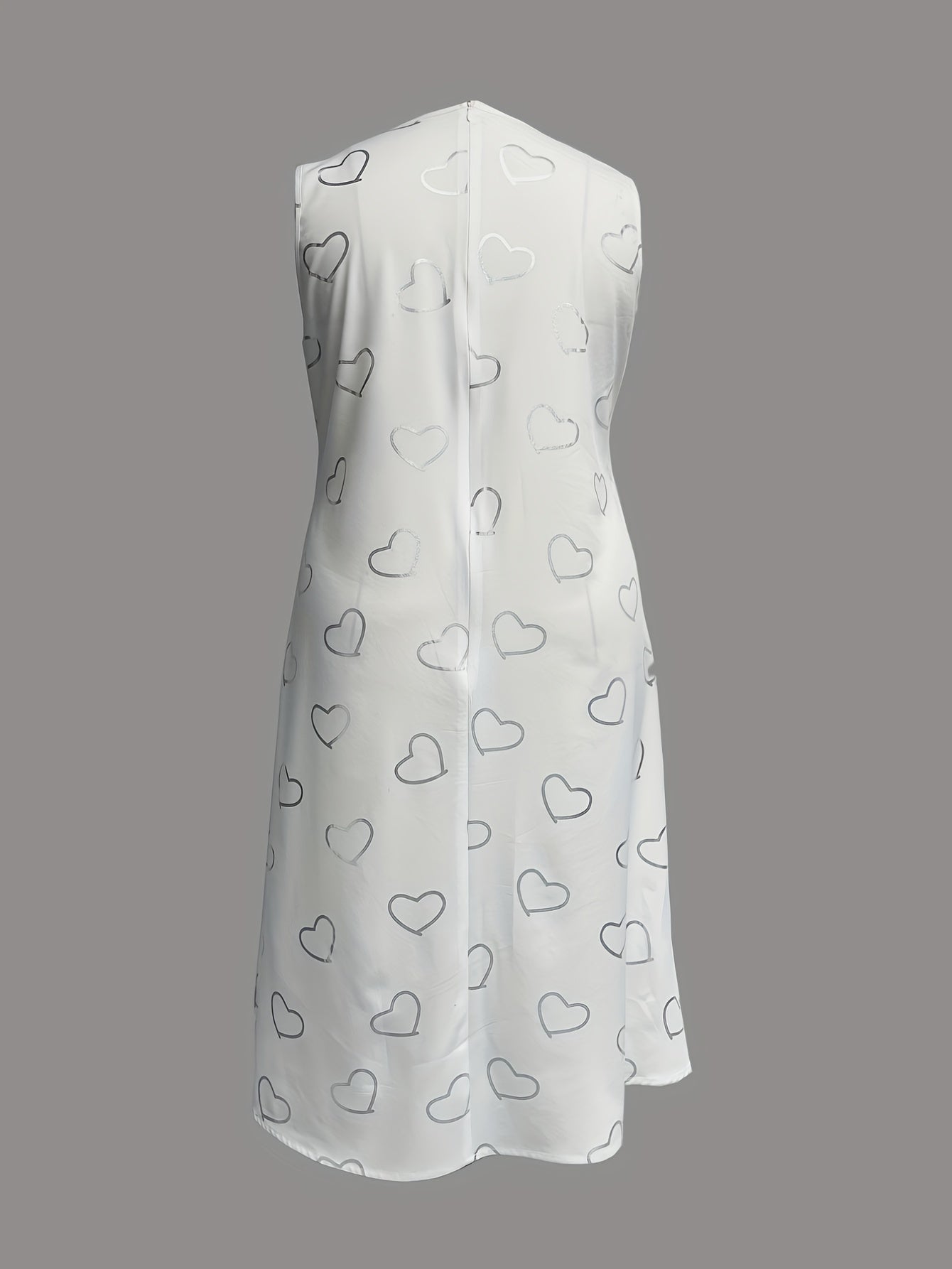  Heart Print Cut Out Round Neck Tank Dress