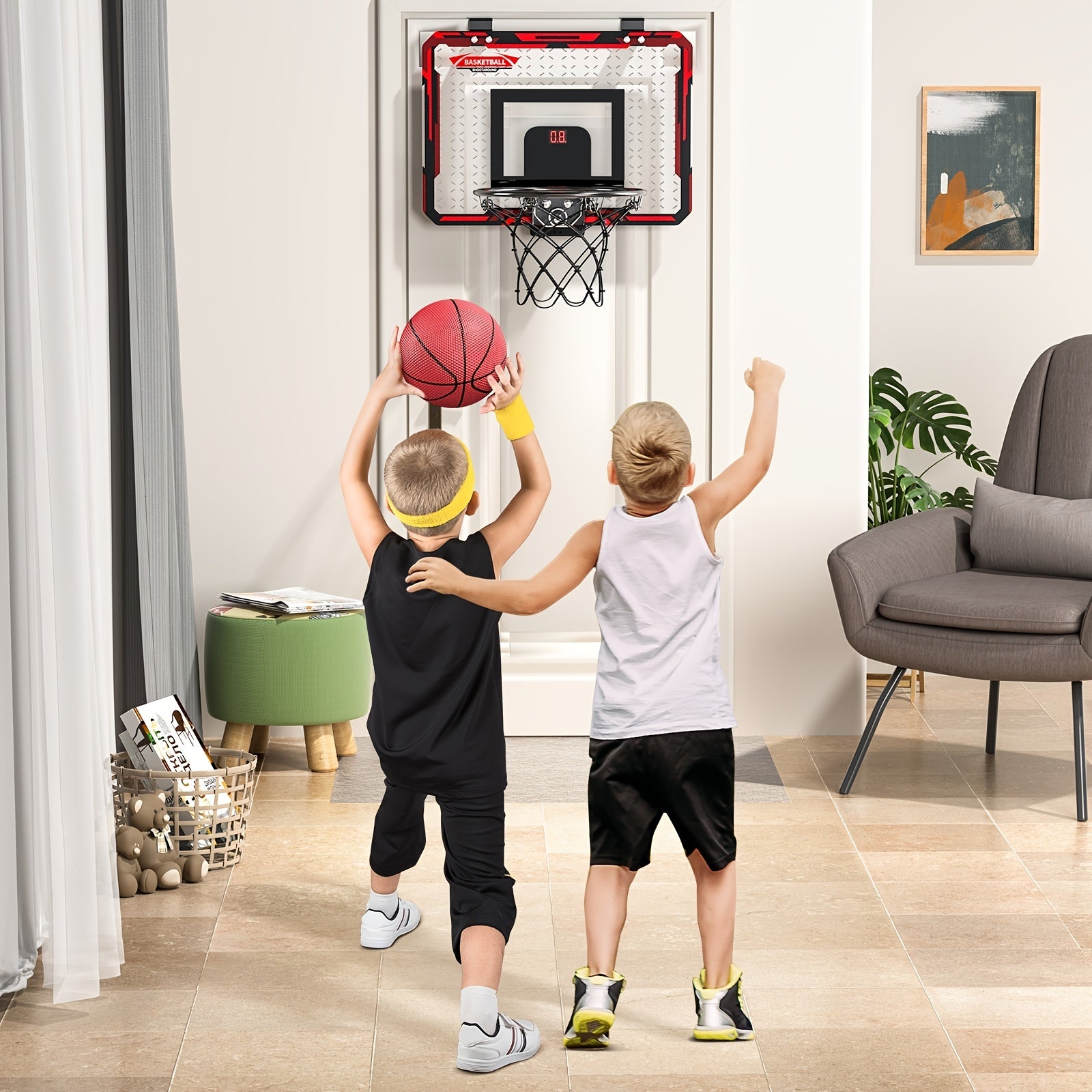 Kids Indoor Basketball Hoop Mini Hoop w/ 2 Balls - Christmas Gift