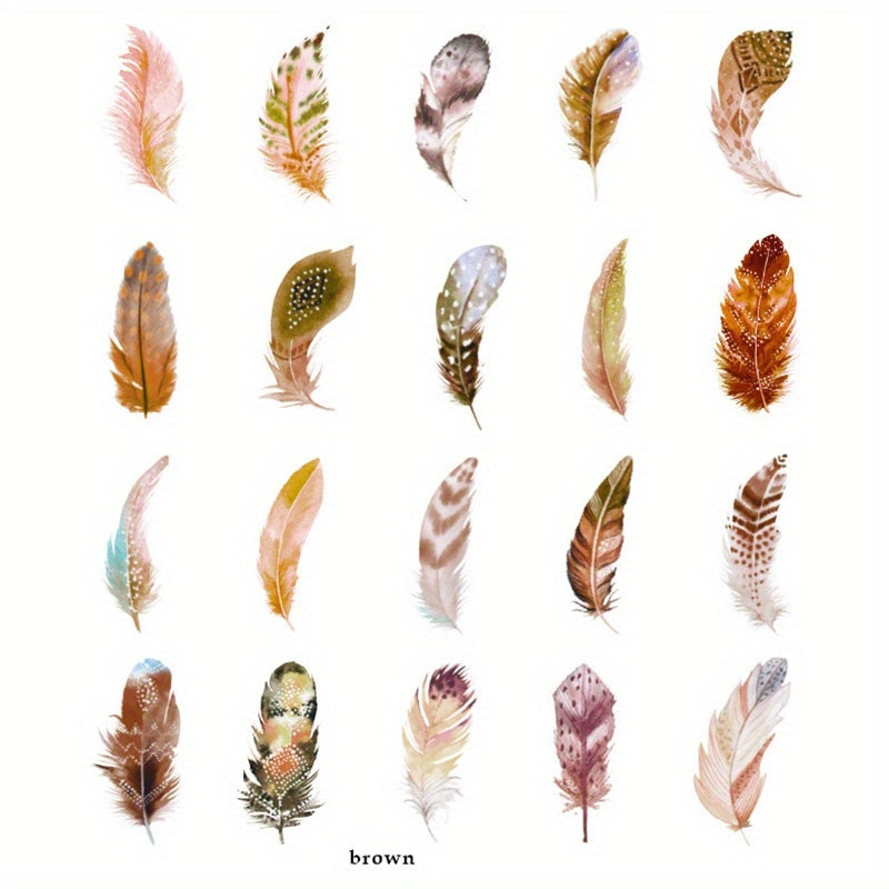 40pcs Pvc Hand Account Sticker Feather Scrapbook Material