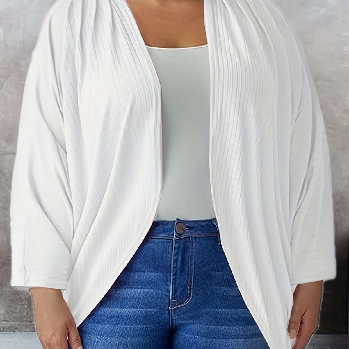  Casual Cardigan Women's Plus Solid Long Sleeve Open Front