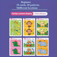 Spot The Difference Game Flashcards for Kids with Wipeable Board