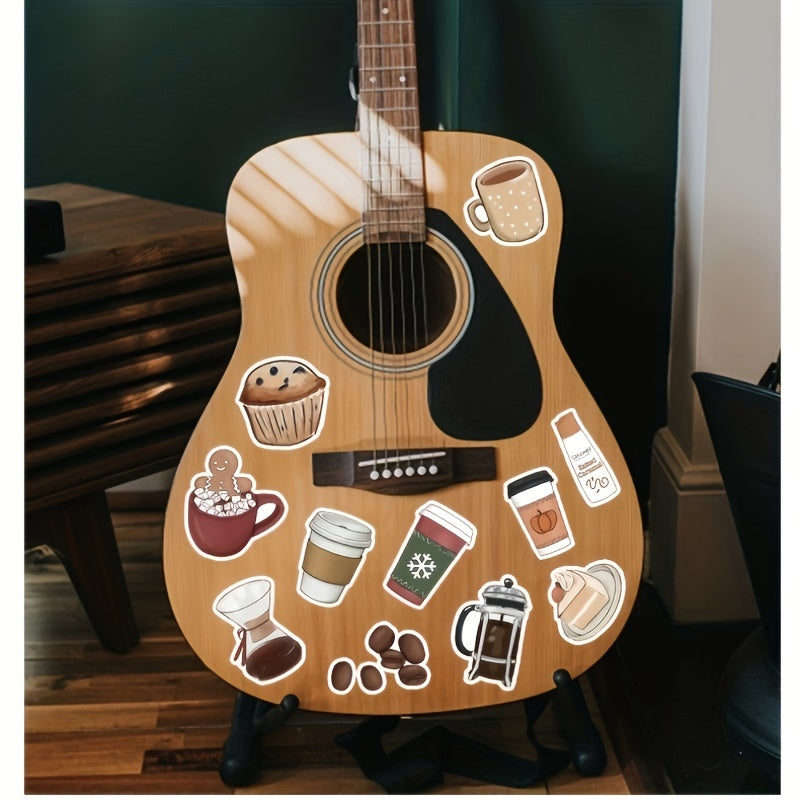50pcs Coffee Series Phone Case Graffiti Sticker DIY Waterproof Decoration