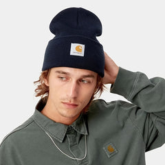 Men's Grey Knit Cuffed Beanie Hat