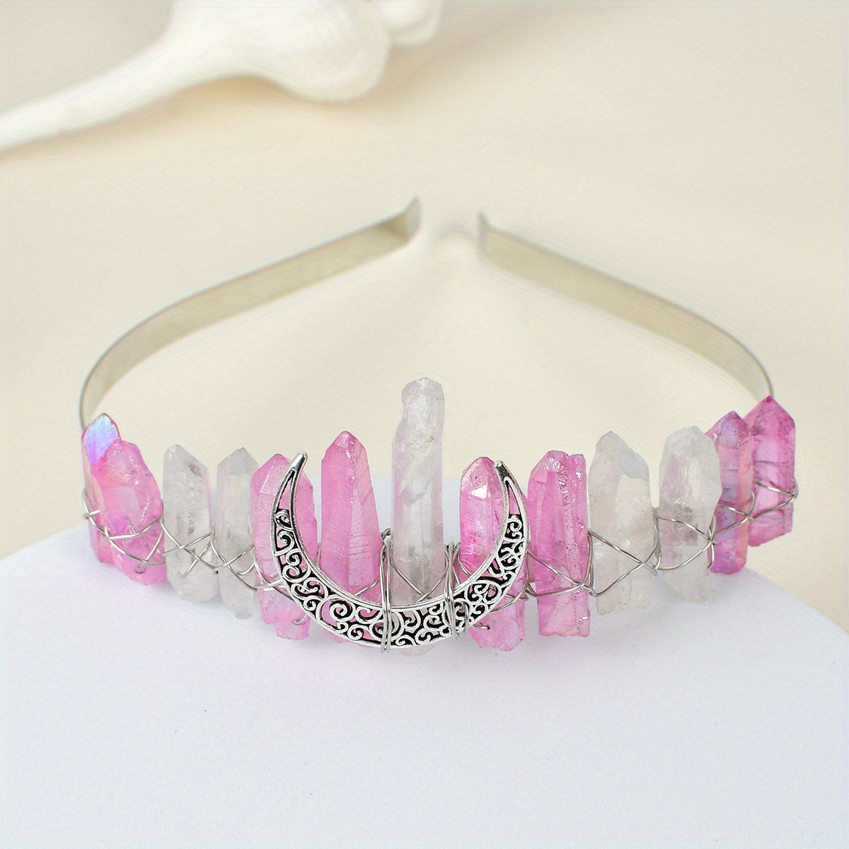 Crystal Quartz Witchy Crown Fae Fairy Rave Music Crystal Crown