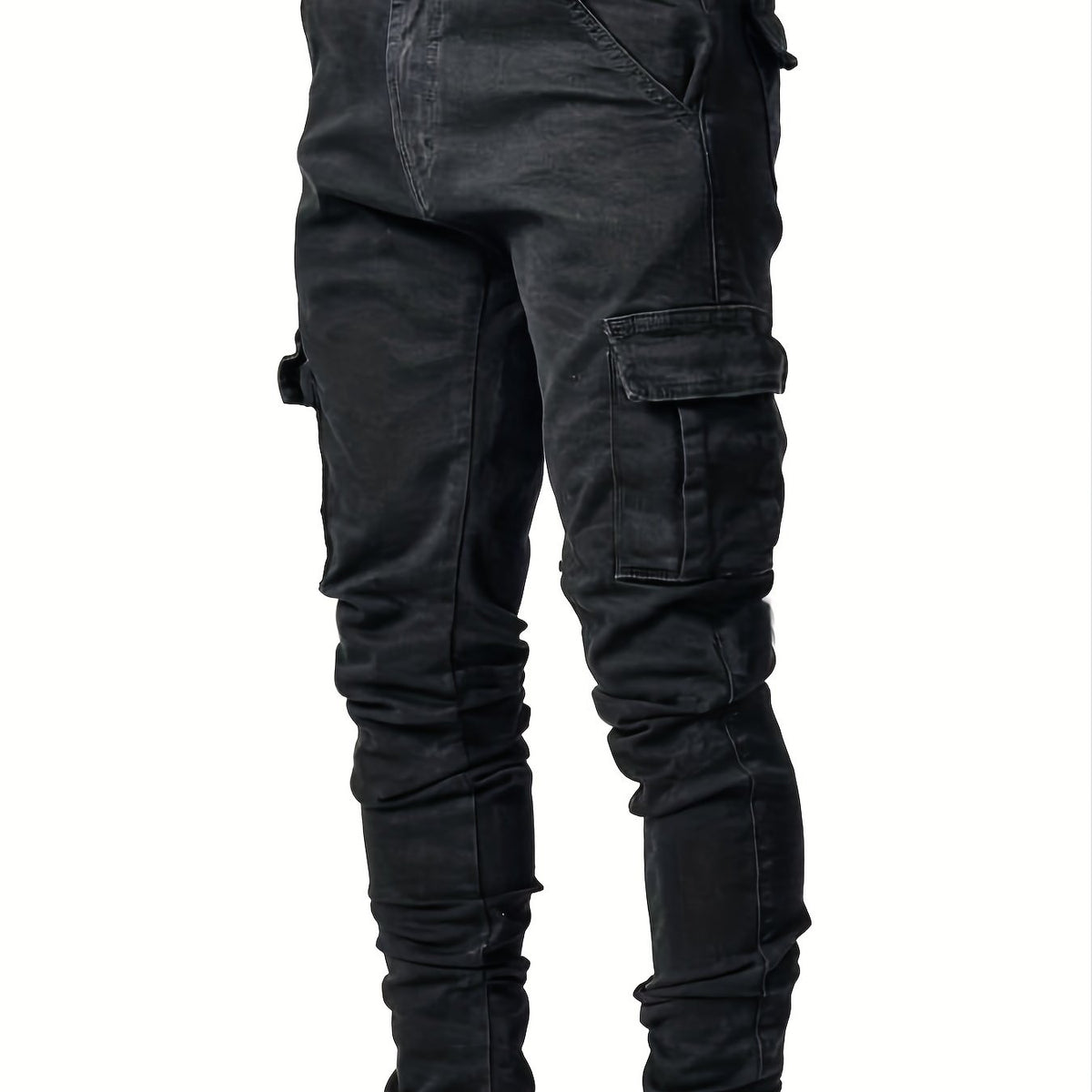 Men's Stretch Denim Cargo Jeans Casual Street Style Pants