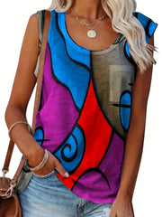  Abstract Graphic Print Tank Top