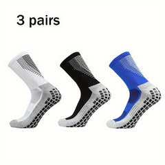 3 Pairs Non Slip Football Socks for Men Sport Socks Running Basketball Crew