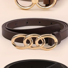 3pcs Ring Knot Buckle Belt Solid Jeans Pants Belt Classic Dress Girdle