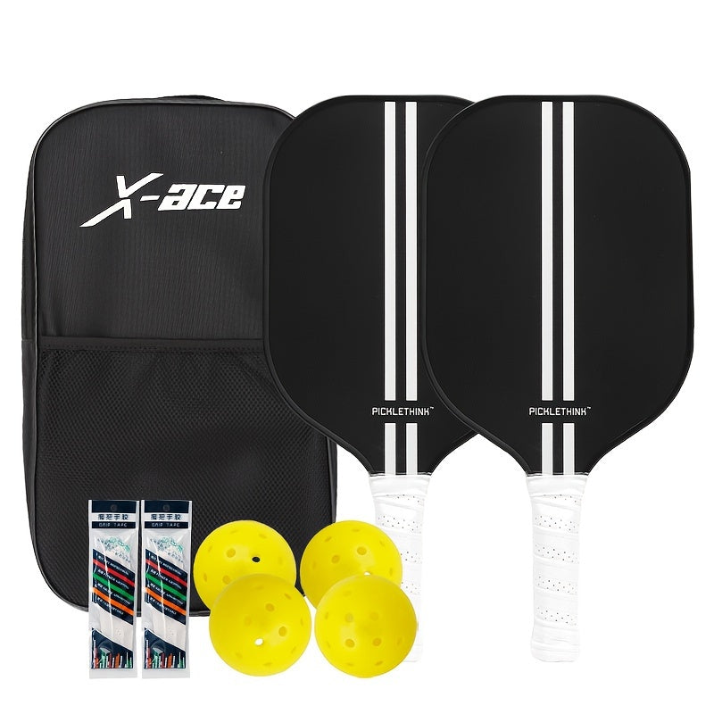 Carbon Fiber Pickleball Paddle Set with Grips & Bag