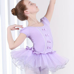 Breathable Cotton Ballet Leotard Tutu Dress for Girls Gymnastics Practice