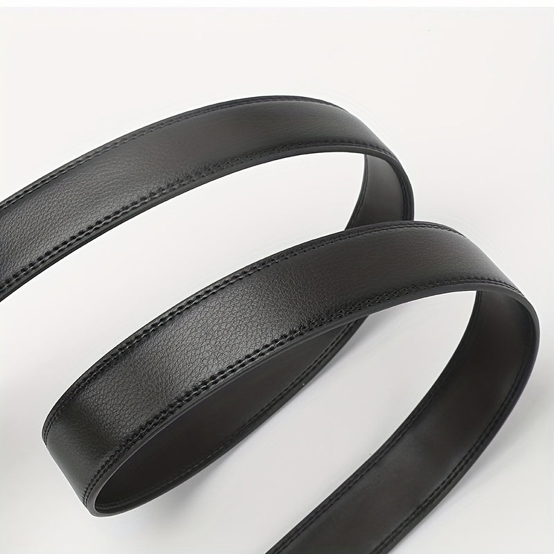 Men's Leather Belt Alloy Automatic Buckle Business Suit Waist Strap