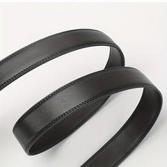 Men's Leather Belt Alloy Automatic Buckle Business Suit Waist Strap
