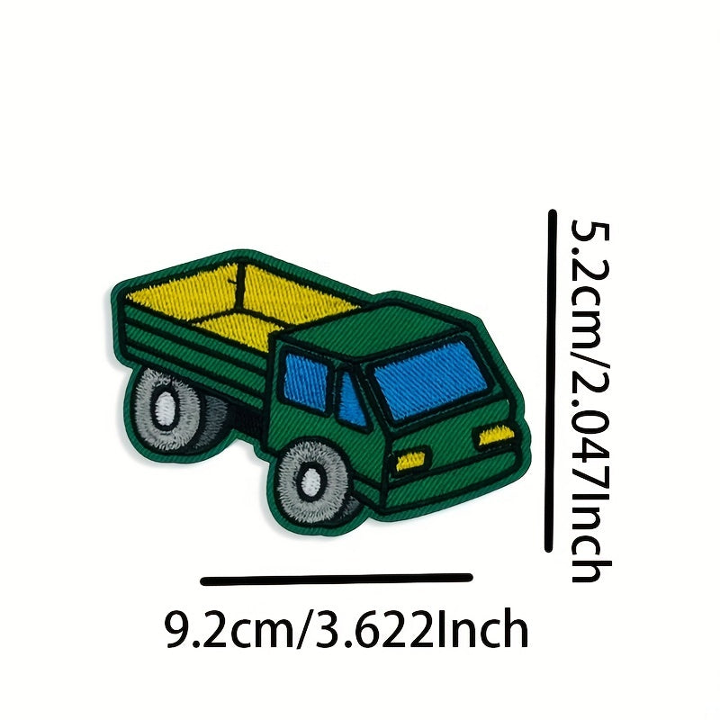 9pcs Construction Vehicle Patch Stickers Excavator Mixer Crane Bulldo