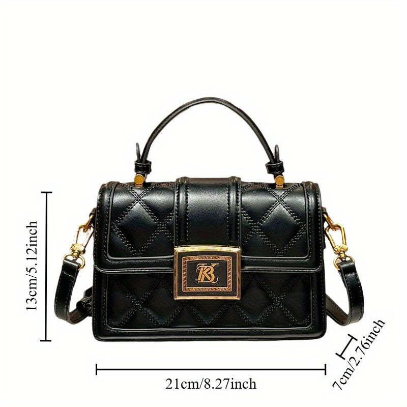 Quilted Shoulder Bag with Magnetic Closure & Detachable Strap