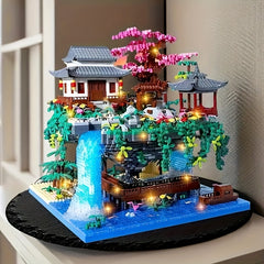 2000pcs Peach Blossom Pool Architecture Set Bright Colors ABS Bricks