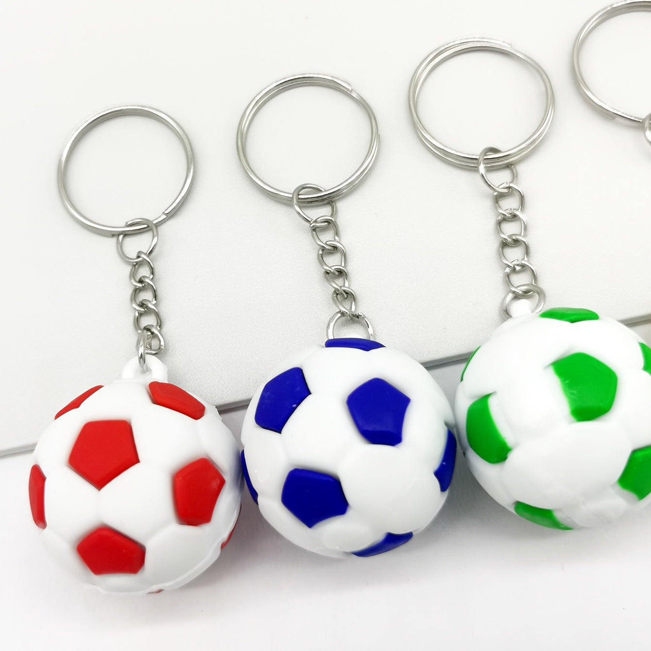 6pcs PVC Football Keychains Sports Pendant Bag Keyring Ornament