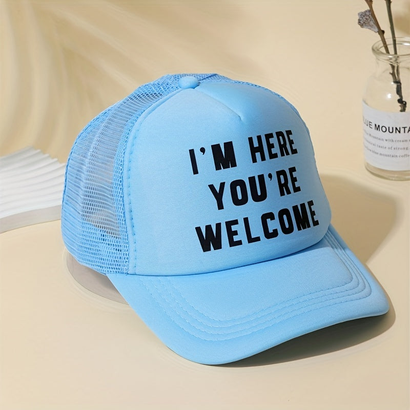 Letter Print Trucker Hat Unisex Cotton Baseball Cap