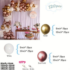 120pcs Rose Golden Balloons Party Event Wedding Decoration