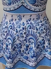  Floral Print Tankini Set Women's Draped Front Tube Top & Shorts