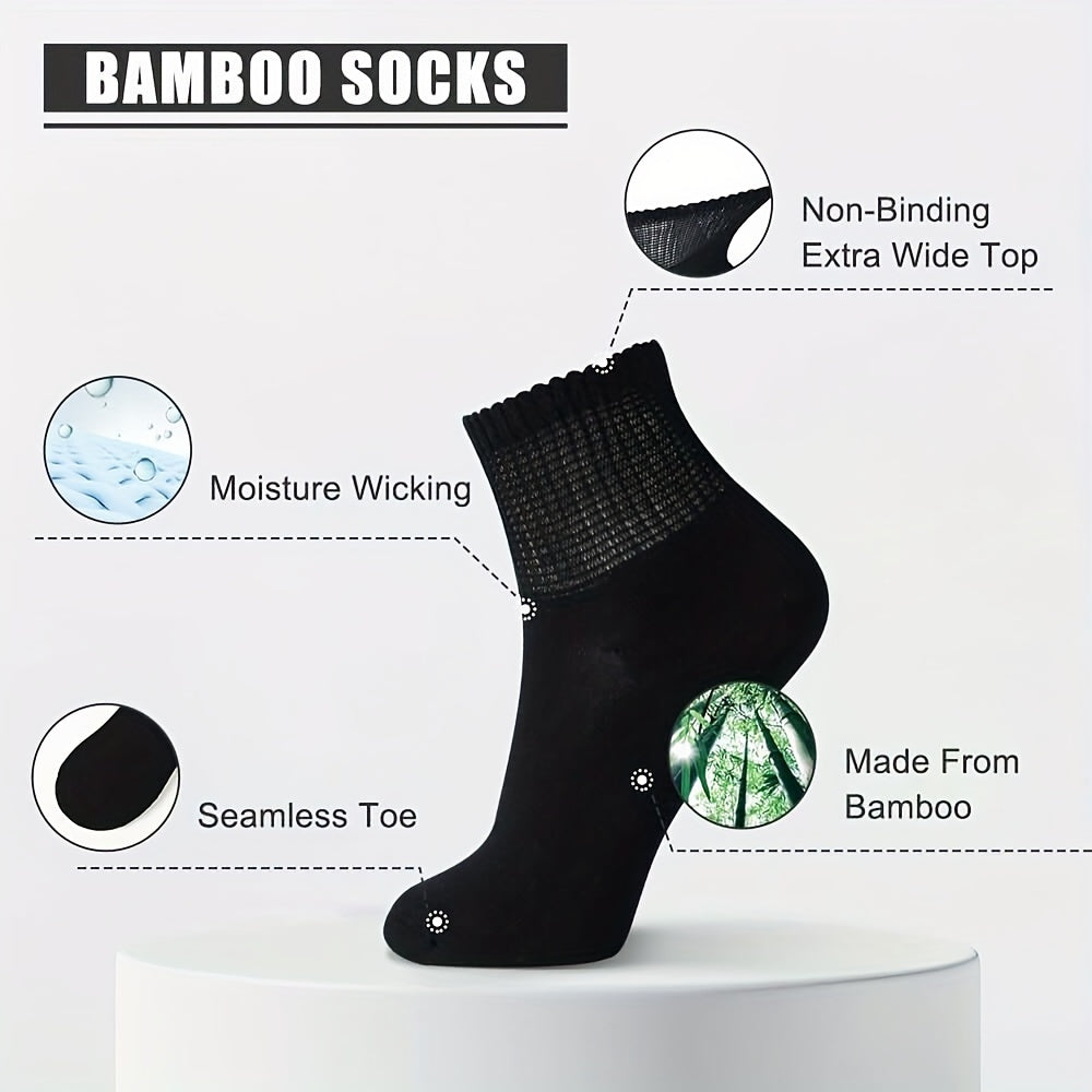 4 Pair Bamboo Non-Binding Diabetic Ankle Socks