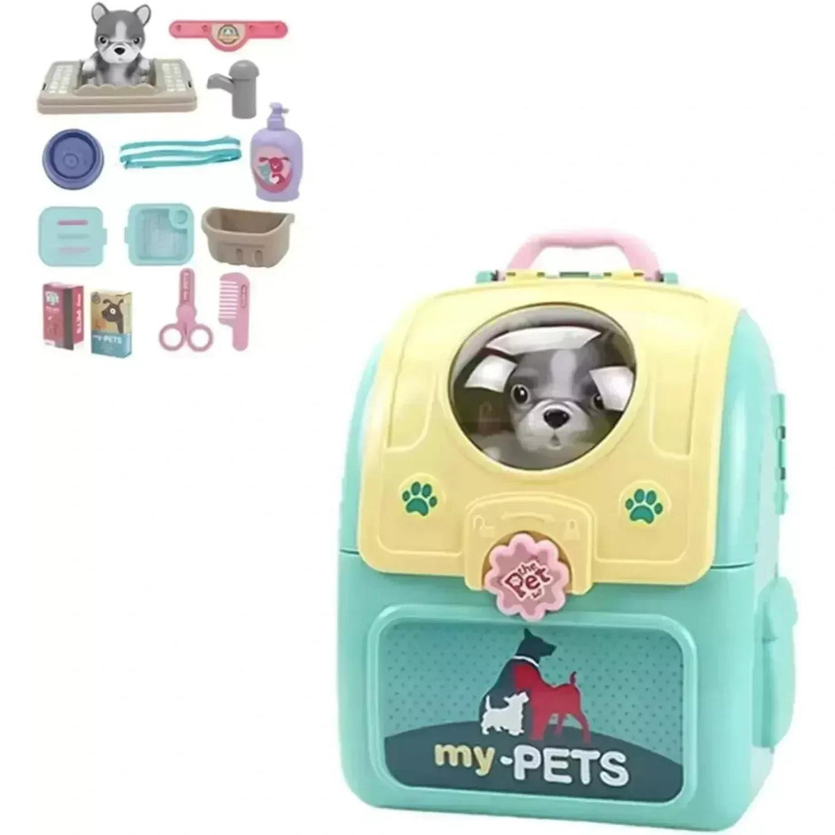 Backpack Pet Care Play Set Grooming Toys for Kids
