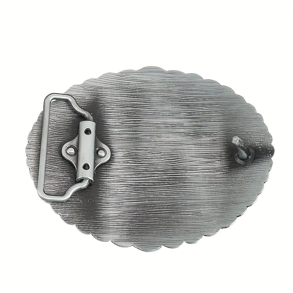 Zinc Oval Embossed Belt Buckle Charm Clasp Hook Jeans Accessory