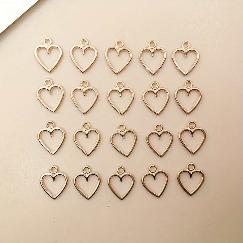 20pcs KC Golden Heart Charms Pendants DIY Jewelry Making Accessories