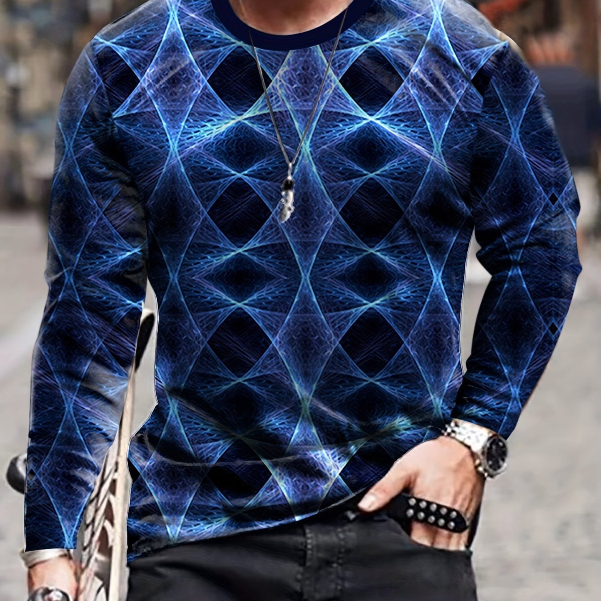 3D Print Men's Long Sleeve Vintage T-Shirt for Autumn