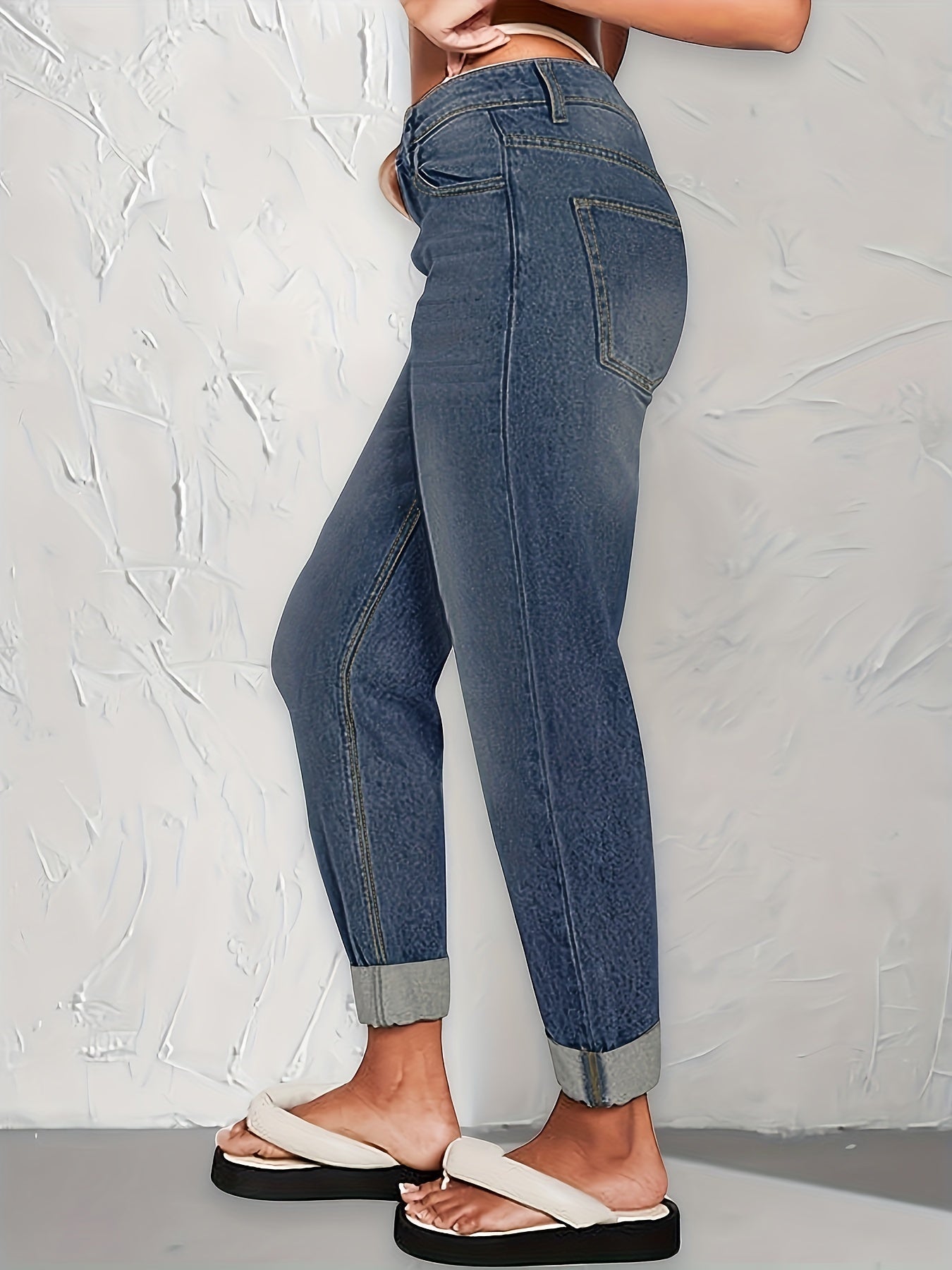 Versatile Denim Pants Women's Loose Fit Straight Jeans