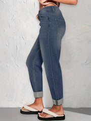 Versatile Denim Pants Women's Loose Fit Straight Jeans