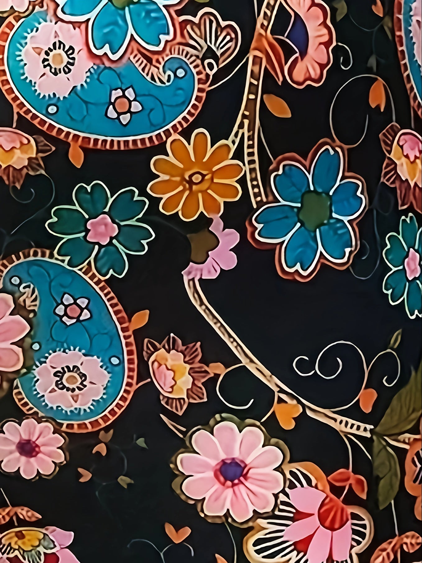  Ethnic Style Paisley Floral Print High Rise Leggings