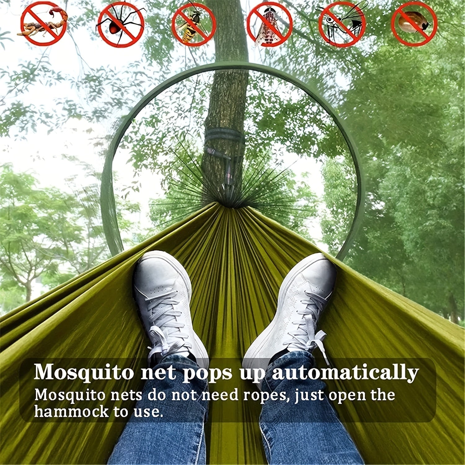 Automatic Quick Open Pole Mosquito Net & Hammock