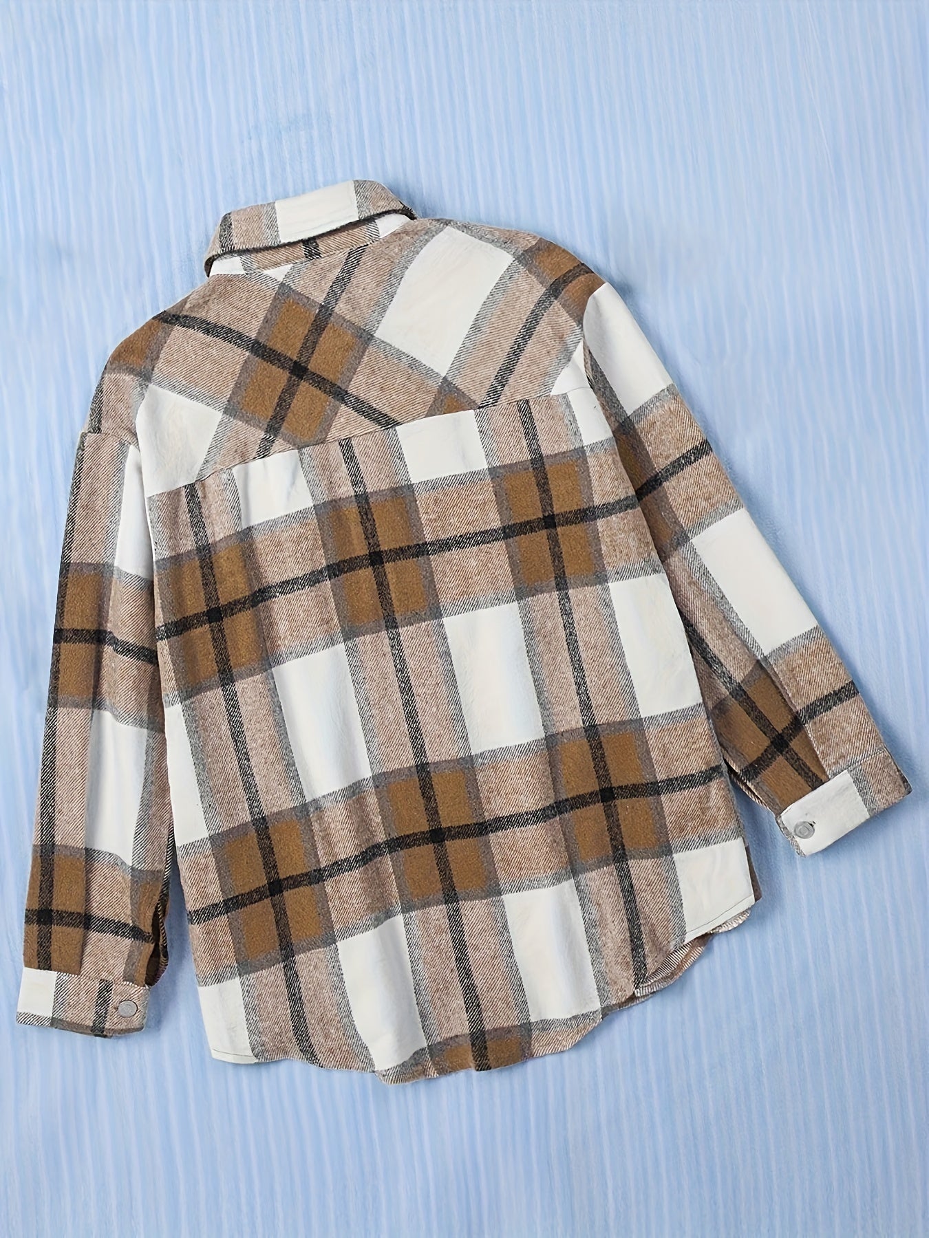 Plaid Print Long Sleeve Plus Size Button Up Shirt