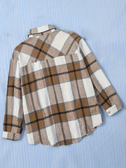 Plaid Print Long Sleeve Plus Size Button Up Shirt