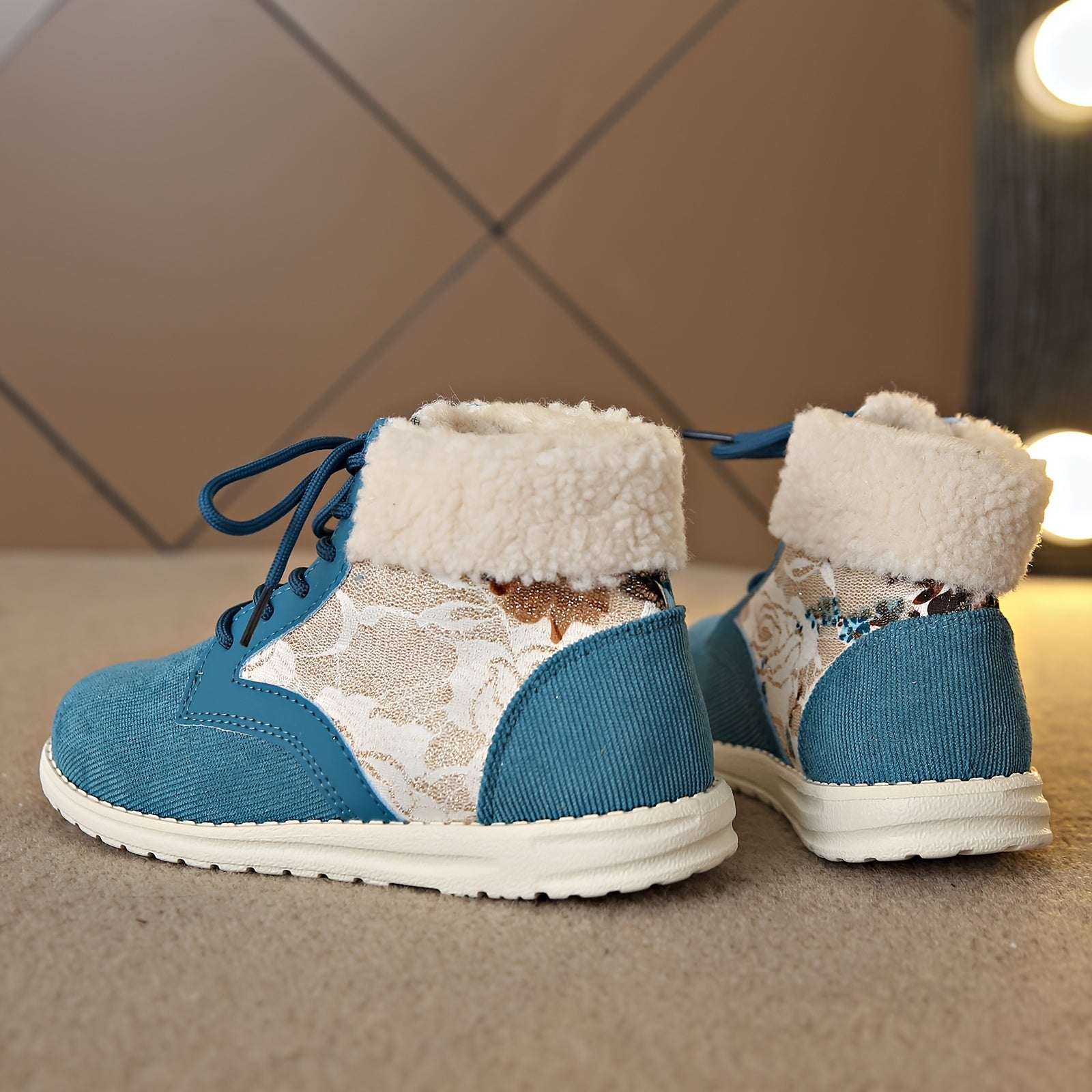 Ethnic Style Snow Boots Plush Lined Thermal Furry Shoes