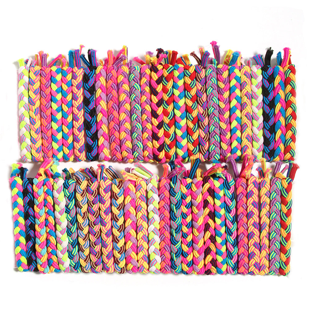 50pcs Colorful Hair Ties Braided Hair Scrunchies Weave Elastic Hair Rope Rubber