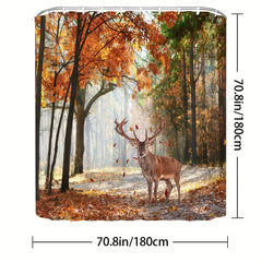Forest Deer Shower Curtain Wild Animals Natural Scenery Home Decoration