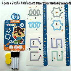 Reusable Educational Workbook Set with 4 Pens & 1 Eraser