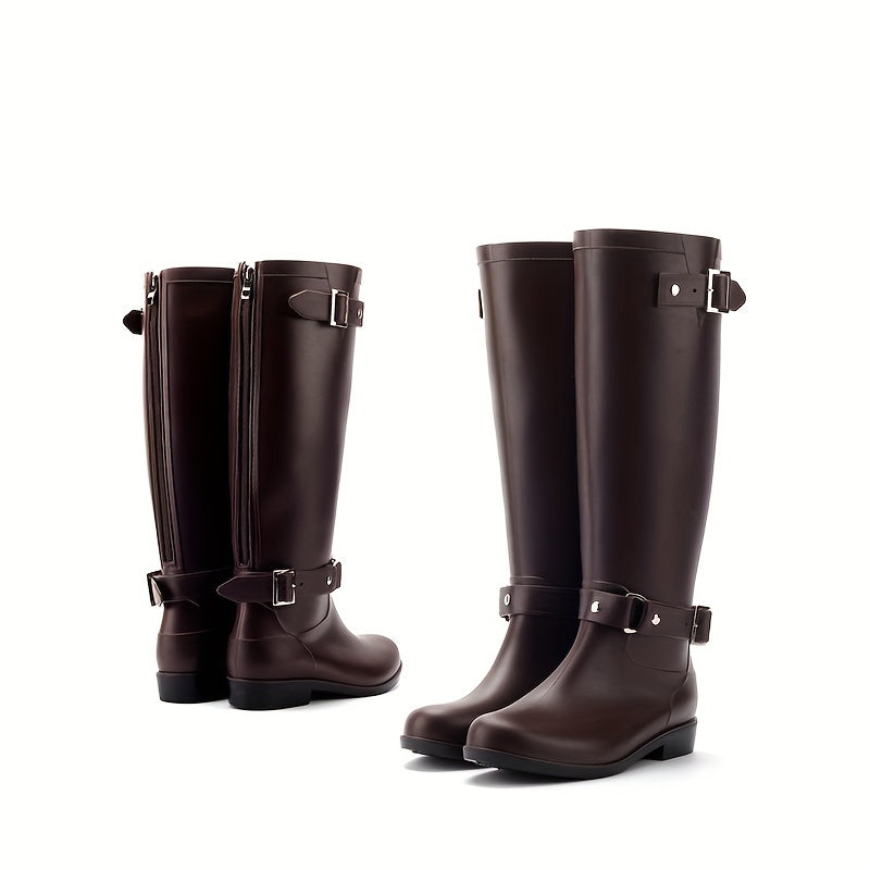 High Top Waterproof Rain Boots Women's Motorcycle Boots