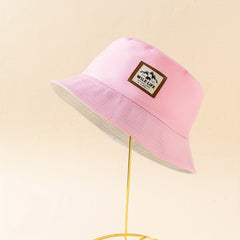 Wild Life Label Bucket Hat Solid Cotton Sunshade Basin Hat Casual Fisherman Cap