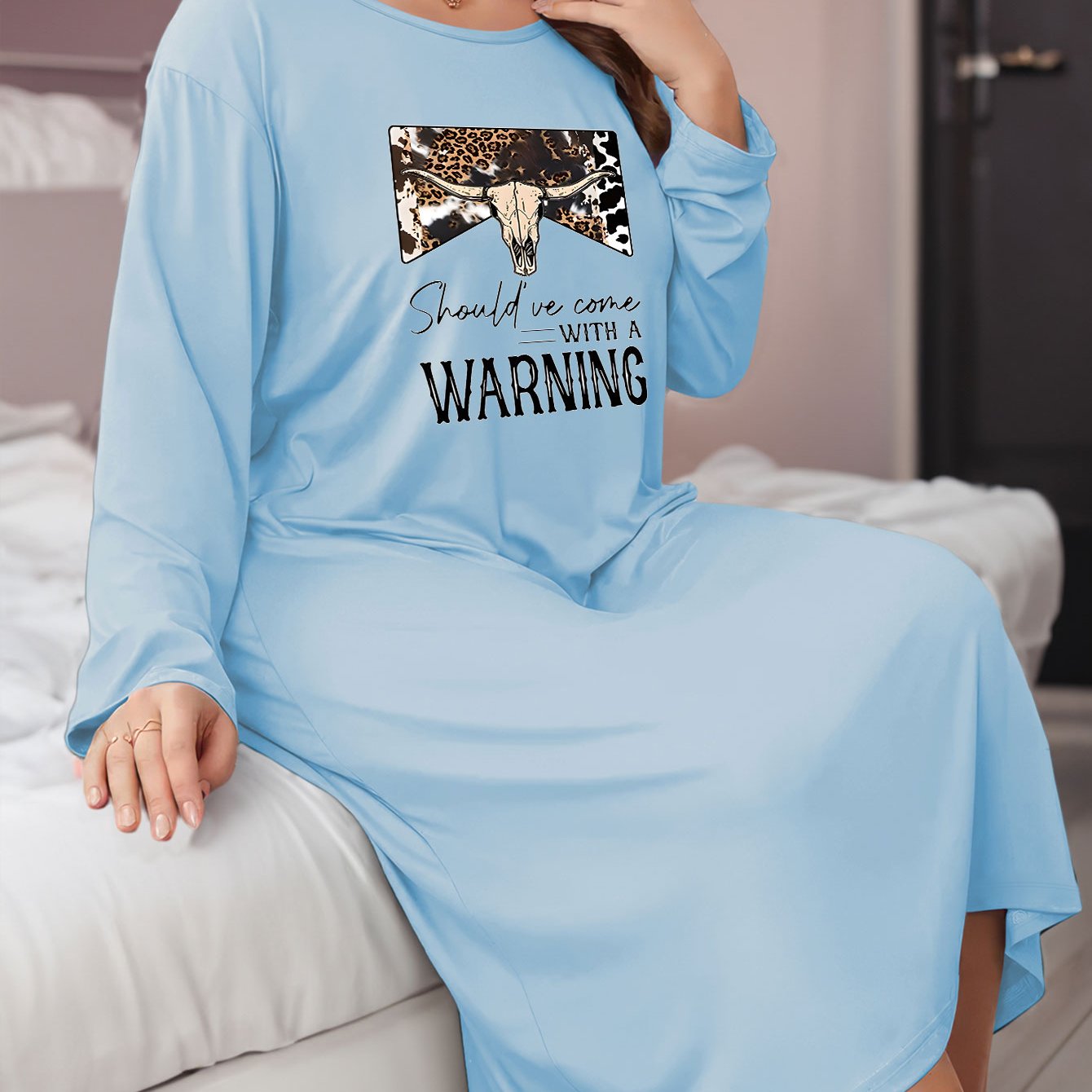  Leopard Cow Skull Print Lounge Dress