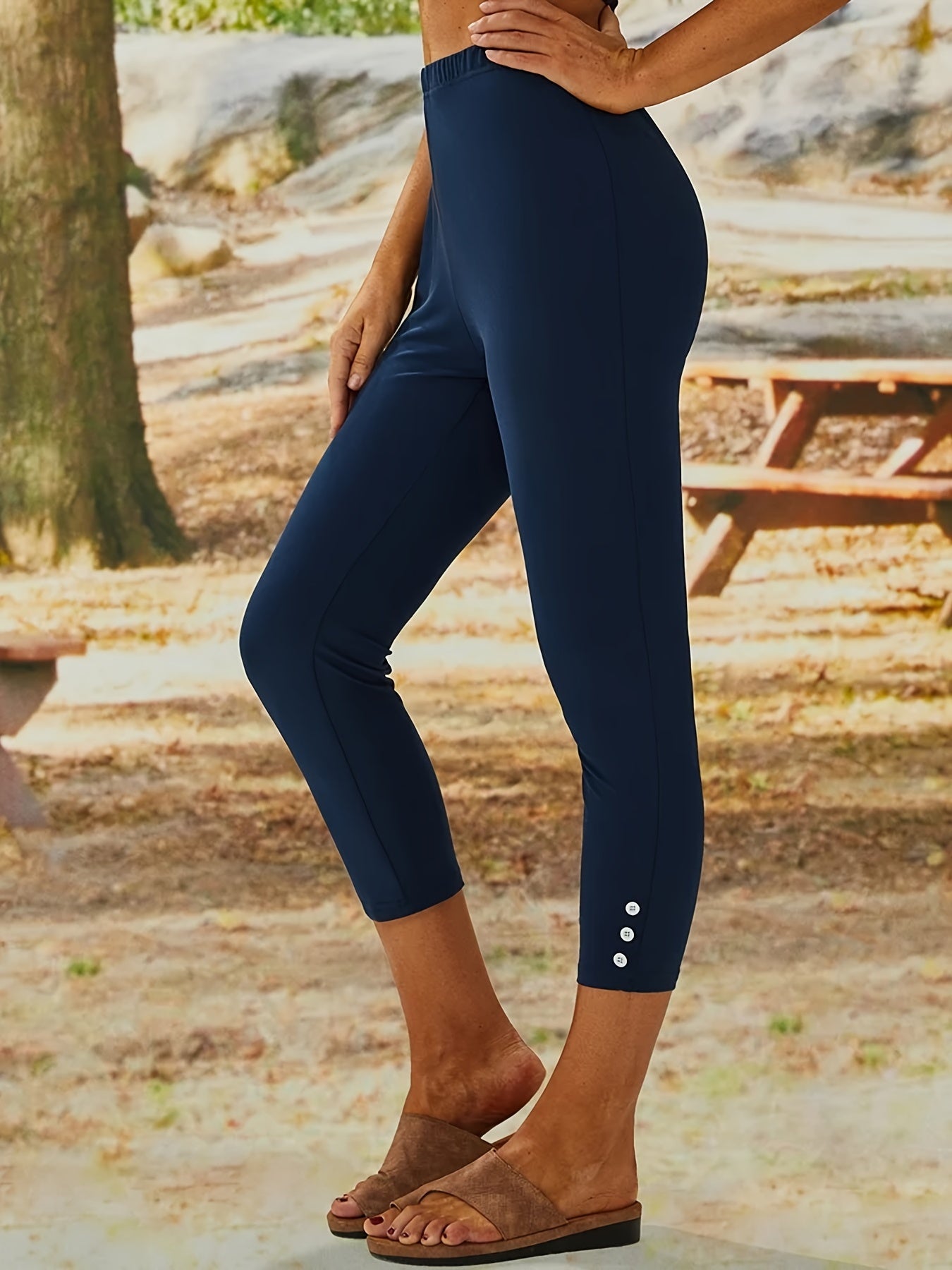Women's High Waist Yoga Leggings Solid Stretch Skinny Pants