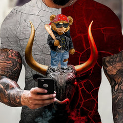 Bear & Bull 3D Print T shirt Men's Street Style Tee Shirt