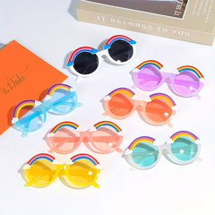 Rainbow Round Frame Sunglasses for Kids Party Outdoor Travel