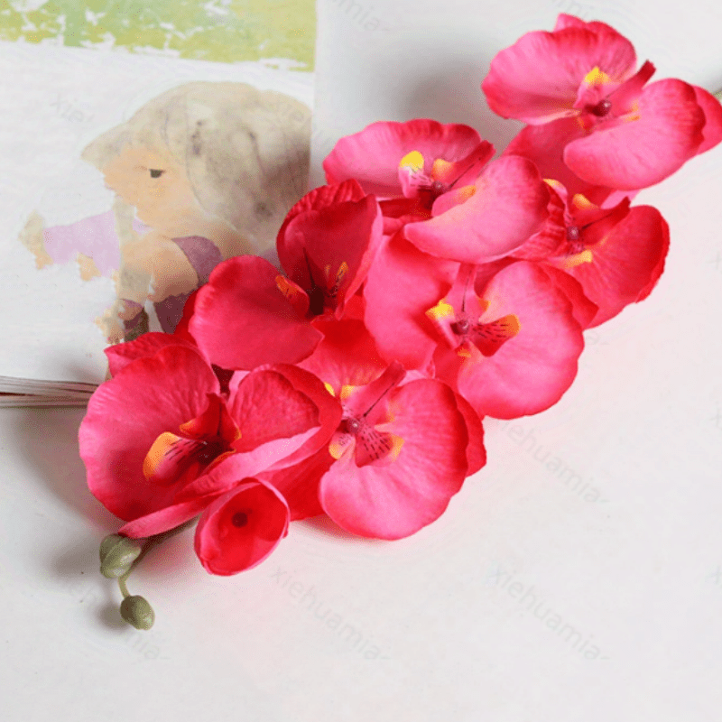 8 Heads Artificial Orchids Simulation Flowers Waterproof Faux Floral