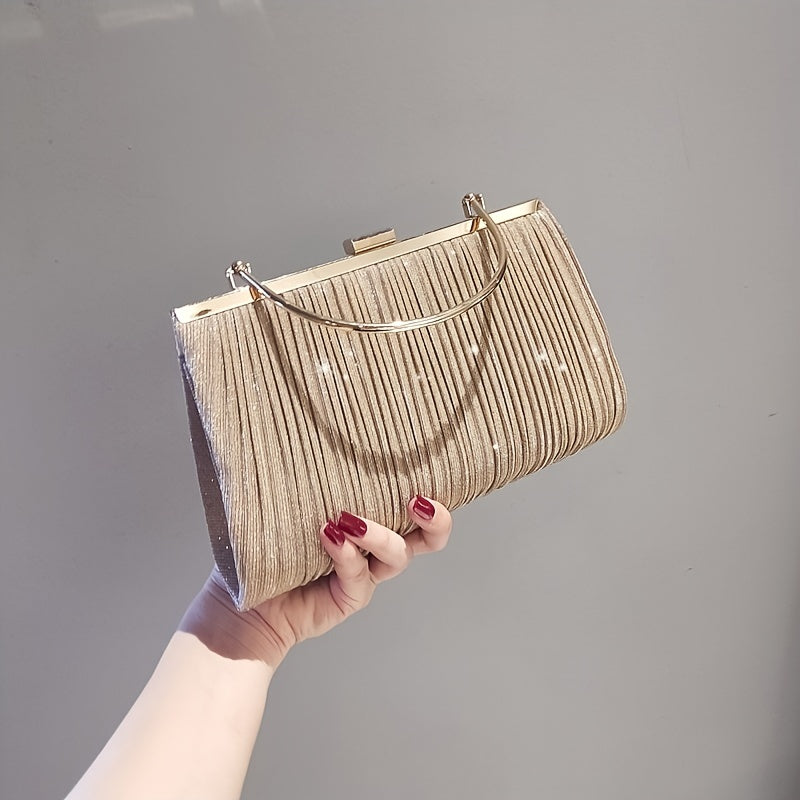 Evening Frame Clutch Bag Solid Handbag With Buckle For Party