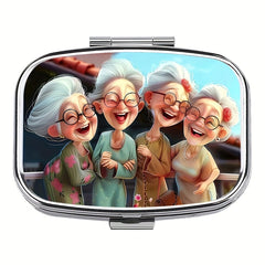 Laughing Med Box 2pcs Portable Vitamin Holder Decorative Metal Organ Box