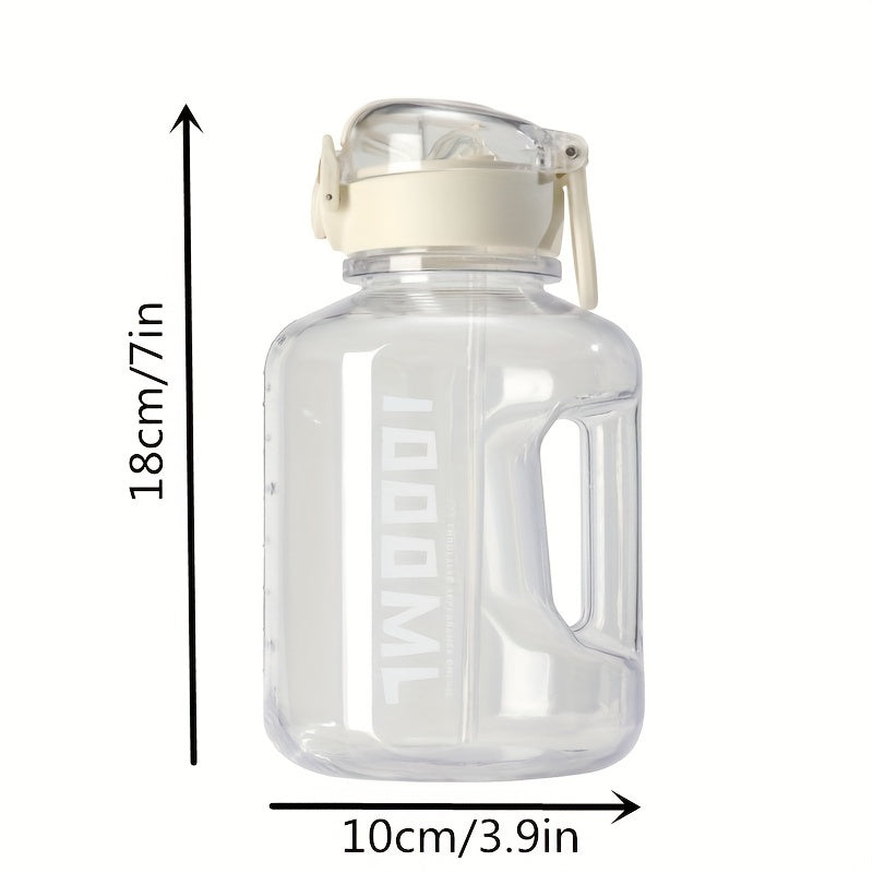 1L Sports Water Bottle With Straw BPA Free Large Portable Water Cup